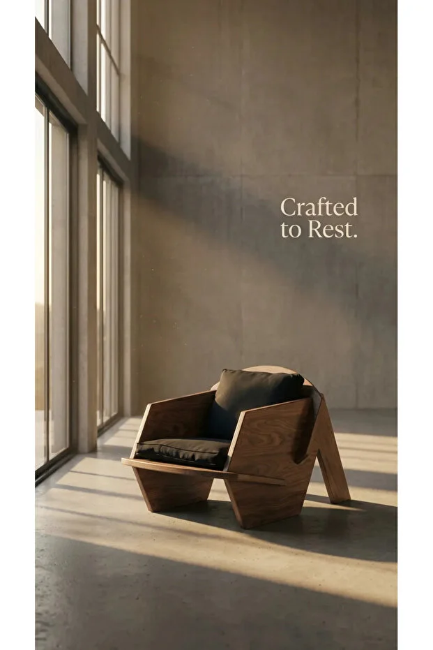 BIRD Ahşap Ceviz Berjer, Krem Keten Kumaş Tekli Koltuk, Doğal Ahşap Kanepe